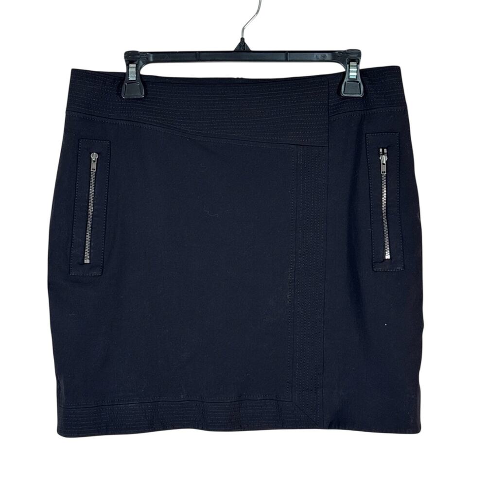 Helmut Lang Black Moto Zip Mini Skirt Womens 8 Designer Classic Luxury